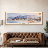 Marbella Spain Travel Art, City Art, Framed Canvas Print or Metal Wall Art, Europe Travel Poster, Panoramic Wall Art, Extra Wide Wall Art