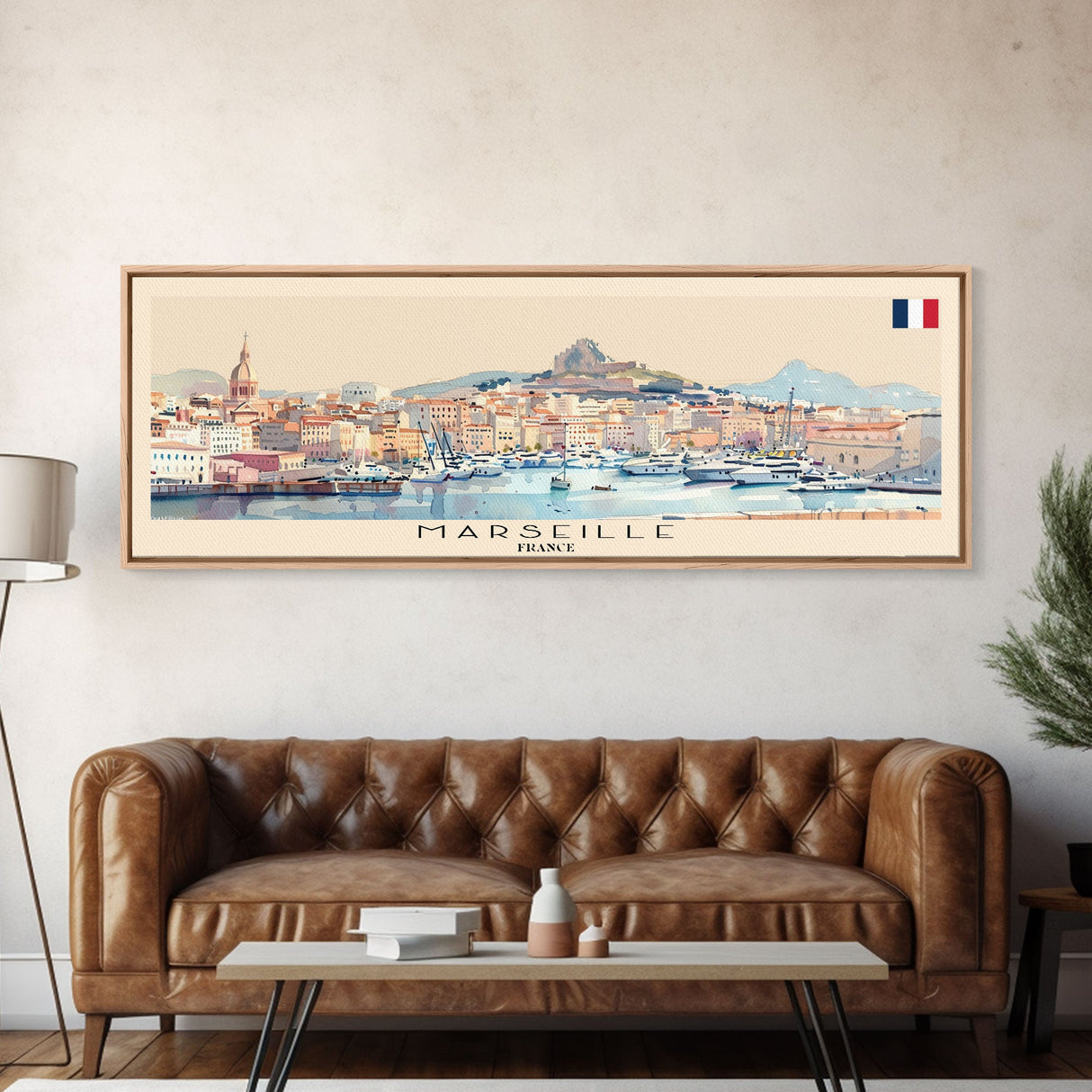 Marseille France Travel Print Wall Art, Panoramic City Art, Travel Art, Wall Decor, Vacation Gift, Framed Canvas Print Or Metal Art