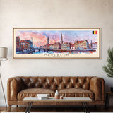 Mechelen Belgium Panoramic Travel Poster, Framed Canvas Print or Metal Wall Art, Travel Art, Home Decor, Panoramic Painting, Midcentury Art