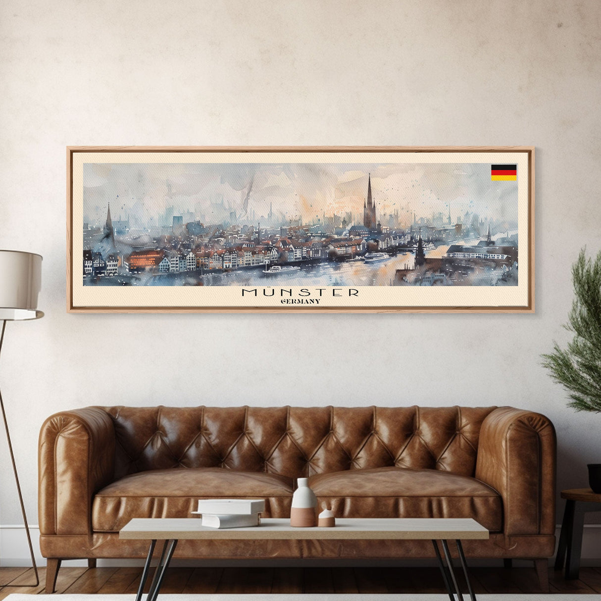 Munster Germany Travel Print Wall Art, Panoramic City Art, Travel Art, Wall Decor, Vacation Gift, Framed Canvas Print Or Metal Art