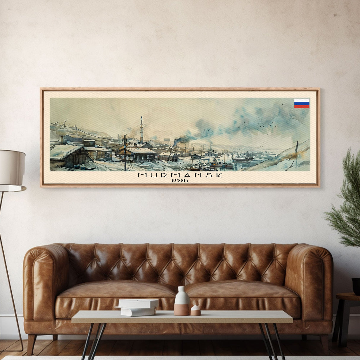 Murmansk Russia Panoramic Travel Poster, Framed Canvas Print or Metal Wall Art, Travel Art, Home Decor, Panoramic Painting, Midcentury Art