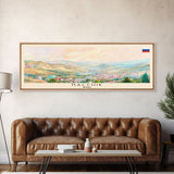 Nalchik Russia Panoramic Travel Poster, Framed Canvas Print or Metal Wall Art, Travel Art, Home Decor, Panoramic Painting, Midcentury Art