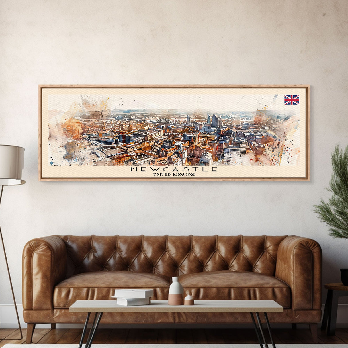 Newcastle United Kingdom Wall Art, Panoramic Travel Poster, Panoramic Framed Canvas Print, City Wall Art, Wall Hanging Home Decor, Travel Art