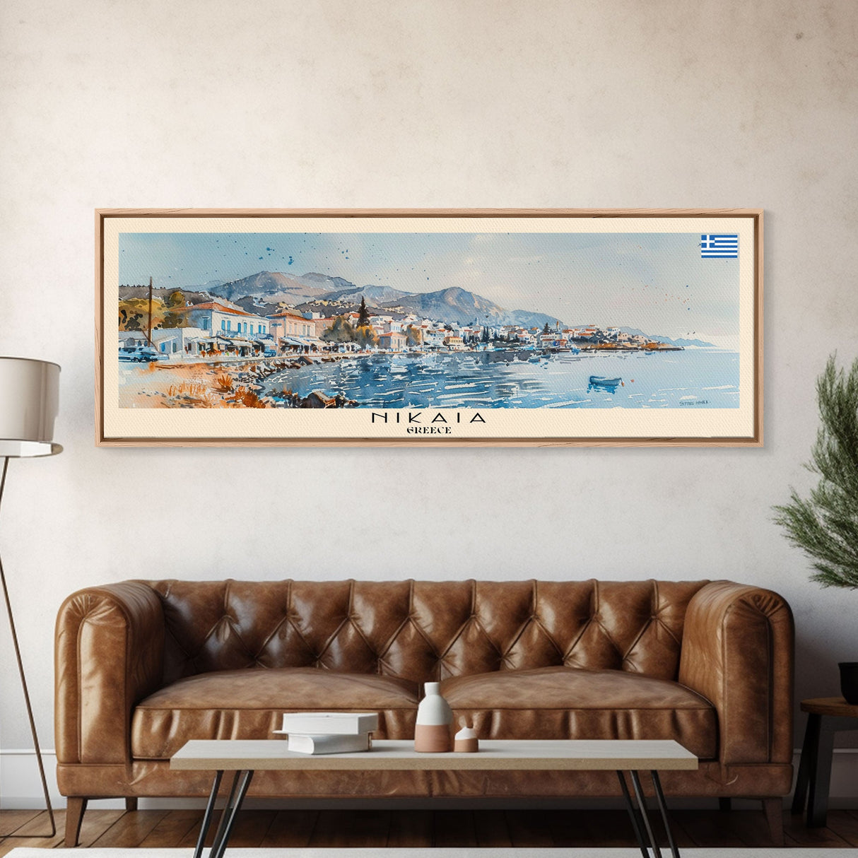 Nikaia Greece Wall Art, Panoramic Travel Poster, Panoramic Framed Canvas Print, City Wall Art, Wall Hanging Home Decor, Travel Art