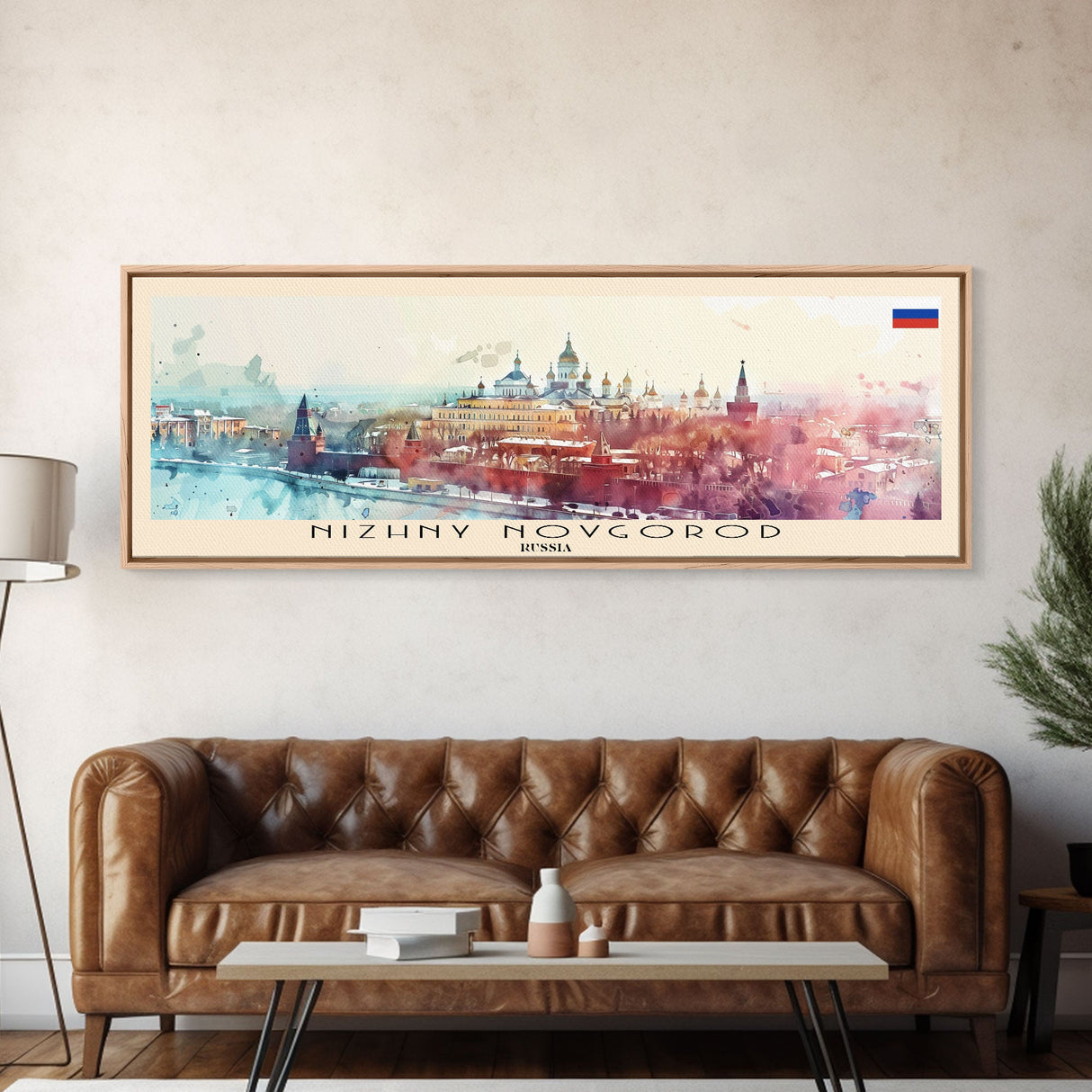 Nizhny Novgorod Russia Panoramic Travel Poster, Framed Canvas Print or Metal Wall Art, Travel Art, Home Decor, Panoramic Painting, Midcentury Art