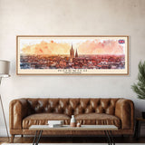 Norwich United Kingdom Panoramic Travel Poster, Framed Canvas Print or Metal Wall Art, Travel Art, Home Decor, Panoramic Painting, Midcentury Art