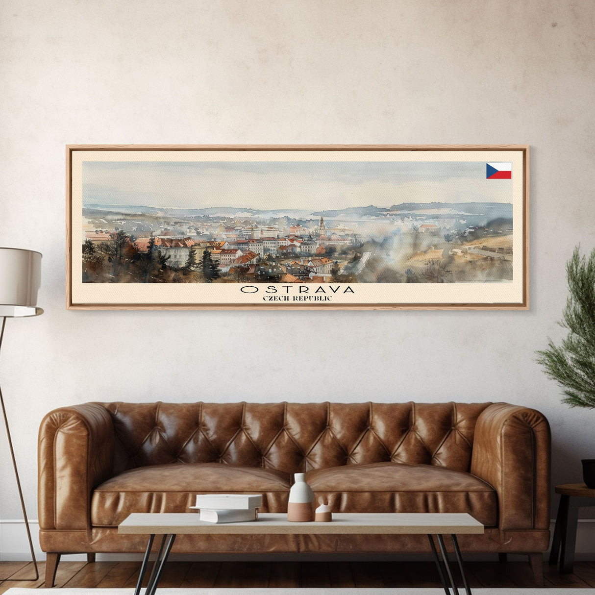 Ostrava Czech Republic Wall Art, Panoramic Travel Poster, Panoramic Framed Canvas Print, City Wall Art, Wall Hanging Home Decor, Travel Art