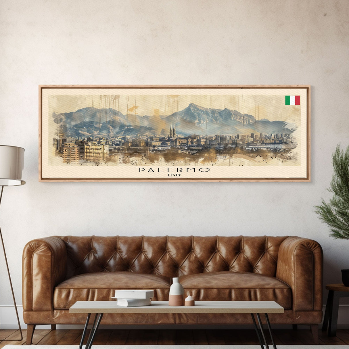 Palermo Italy Travel Print Wall Art, Panoramic City Art, Travel Art, Wall Decor, Vacation Gift, Framed Canvas Print Or Metal Art