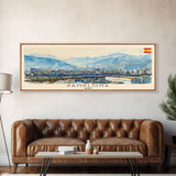 Pamplona Spain Panoramic Travel Poster, Framed Canvas Print or Metal Wall Art, Travel Art, Home Decor, Panoramic Painting, Midcentury Art