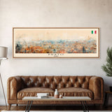 Prato Italy Panoramic Travel Poster, Framed Canvas Print or Metal Wall Art, Travel Art, Home Decor, Panoramic Painting, Midcentury Art