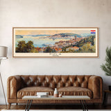 Pula Croatia Panoramic Travel Poster, Framed Canvas Print or Metal Wall Art, Travel Art, Home Decor, Panoramic Painting, Midcentury Art