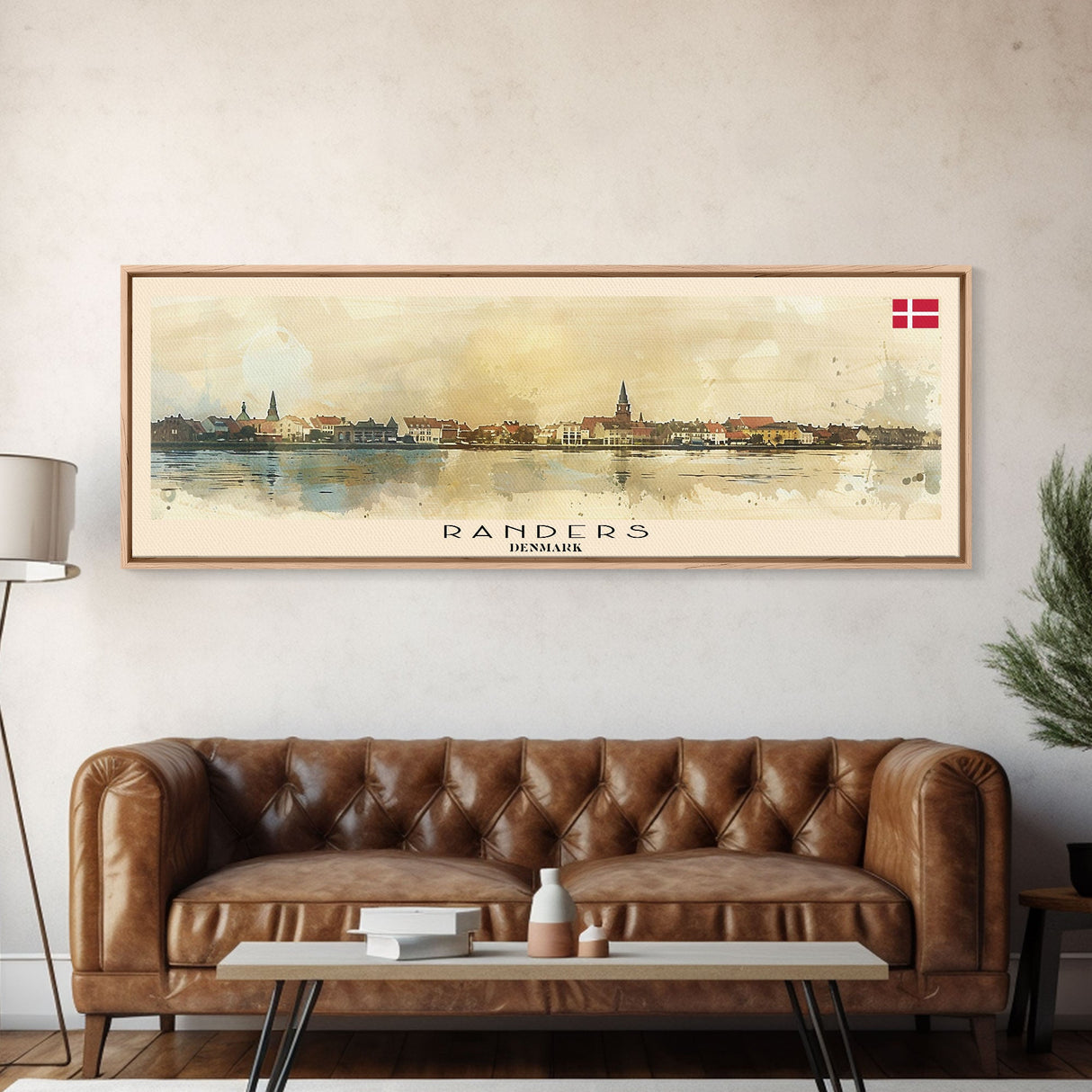 Randers Denmark Travel Art, City Art, Framed Canvas Print or Metal Wall Art, Europe Travel Poster, Panoramic Wall Art, Extra Wide Wall Art