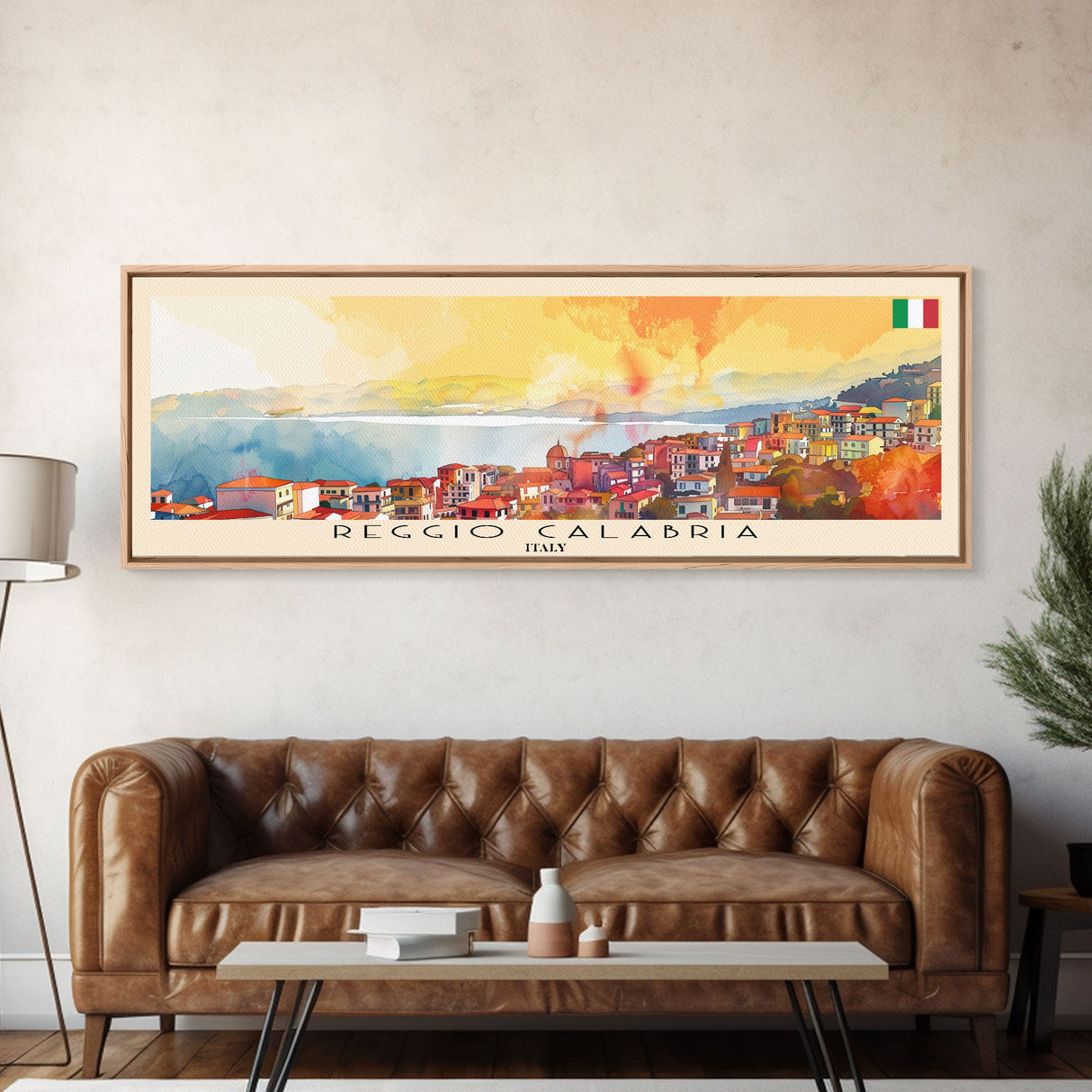 Reggio Calabria Italy Wall Art, Panoramic Travel Poster, Panoramic Framed Canvas Print, City Wall Art, Wall Hanging Home Decor, Travel Art