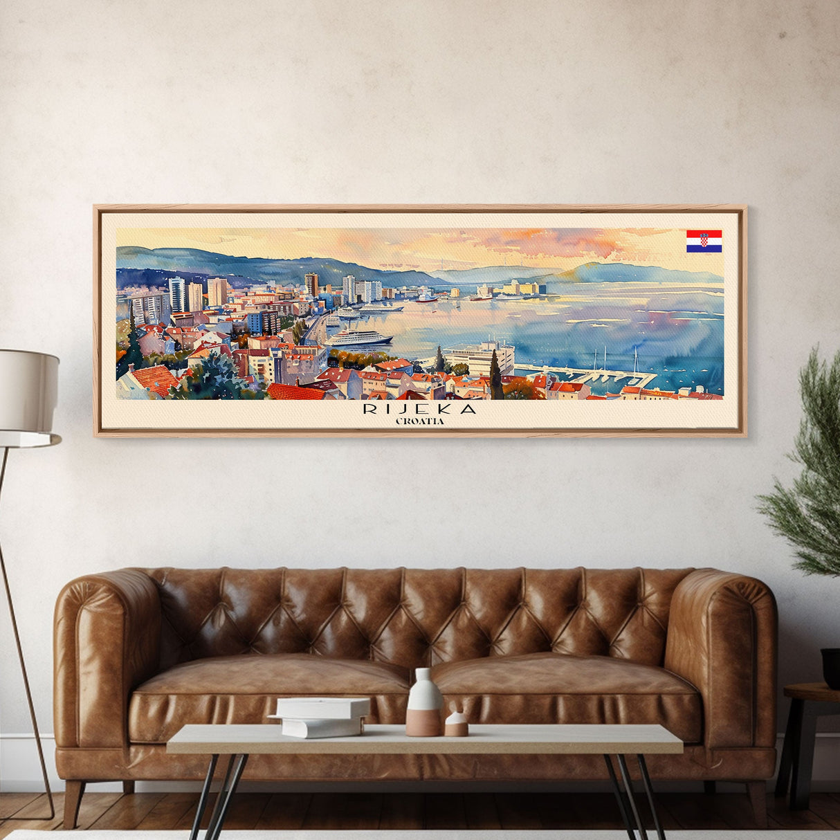 Rijeka Croatia Travel Print Wall Art, Panoramic City Art, Travel Art, Wall Decor, Vacation Gift, Framed Canvas Print Or Metal Art