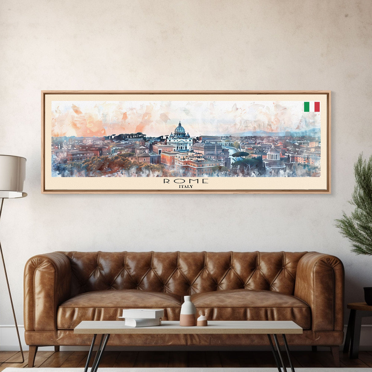 Rome Italy Travel Print Wall Art, Panoramic City Art, Travel Art, Wall Decor, Vacation Gift, Framed Canvas Print Or Metal Art