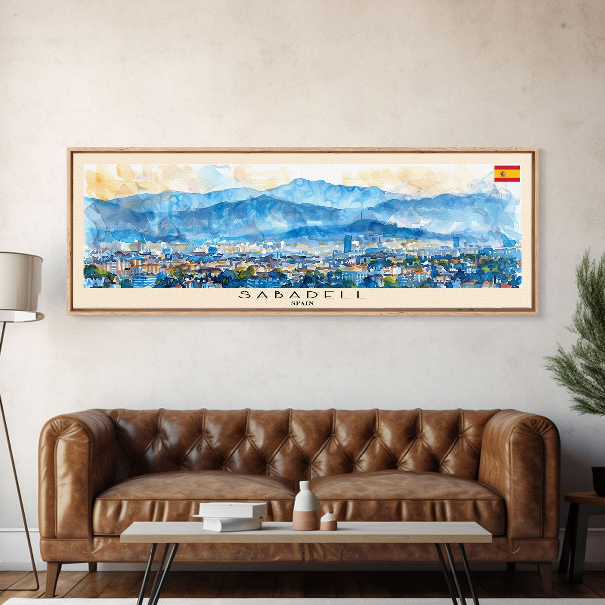 Sabadell Spain Travel Print Wall Art, Panoramic City Art, Travel Art, Wall Decor, Vacation Gift, Framed Canvas Print Or Metal Art