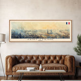 Saint Etienne France Panoramic Travel Poster, Framed Canvas Print or Metal Wall Art, Travel Art, Home Decor, Panoramic Painting, Midcentury Art