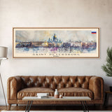 Saint Petersburg Russia Wall Art, Panoramic Travel Poster, Panoramic Framed Canvas Print, City Wall Art, Wall Hanging Home Decor, Travel Art