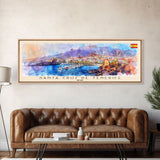 Santa Cruz Tenerife Spain Wall Art, Panoramic Travel Poster, Panoramic Framed Canvas Print, City Wall Art, Wall Hanging Home Decor, Travel Art