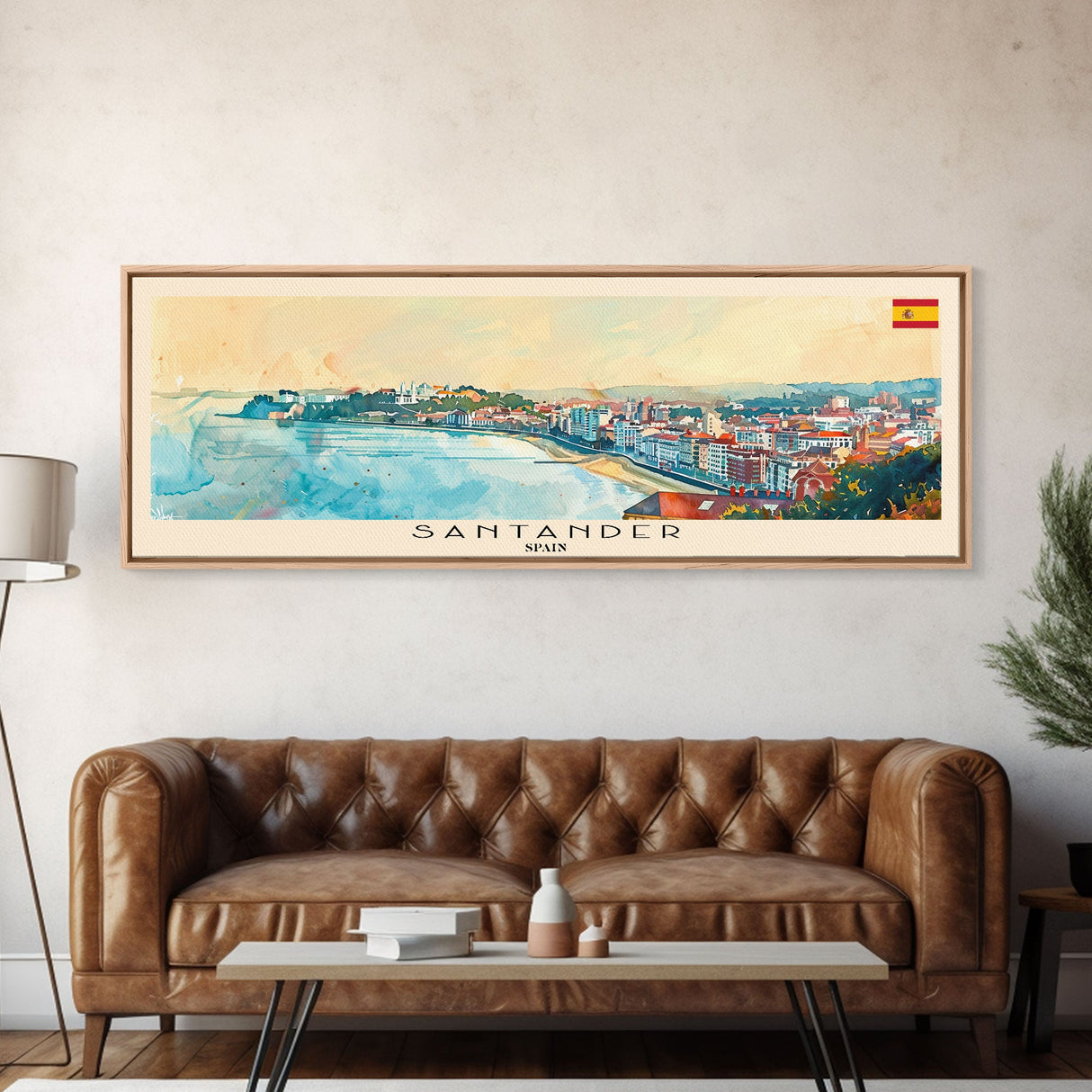 Santander Spain Travel Print Wall Art, Panoramic City Art, Travel Art, Wall Decor, Vacation Gift, Framed Canvas Print Or Metal Art