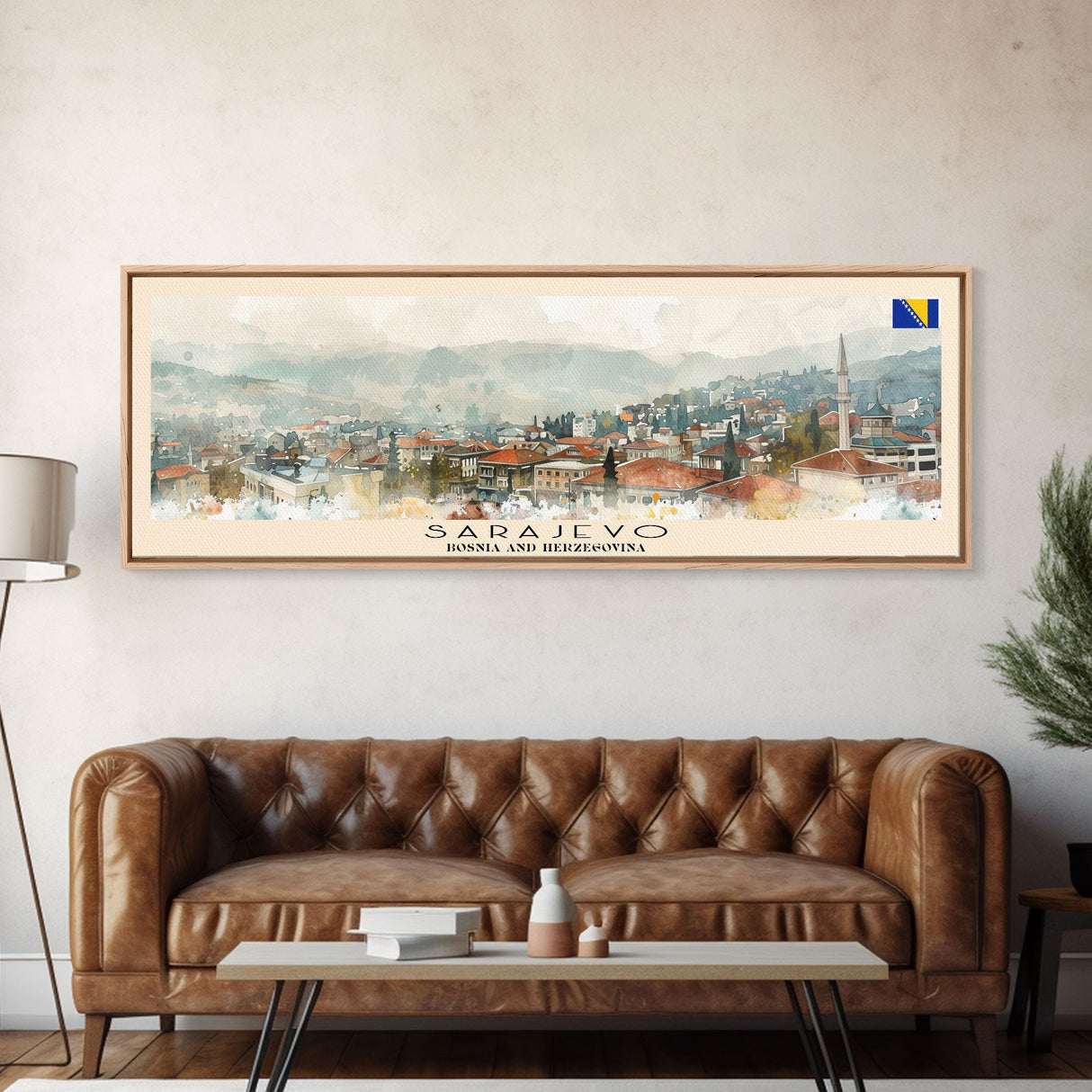 Sarajevo Bosnia Travel Art, City Art, Framed Canvas Print or Metal Wall Art, Europe Travel Poster, Panoramic Wall Art, Extra Wide Wall Art