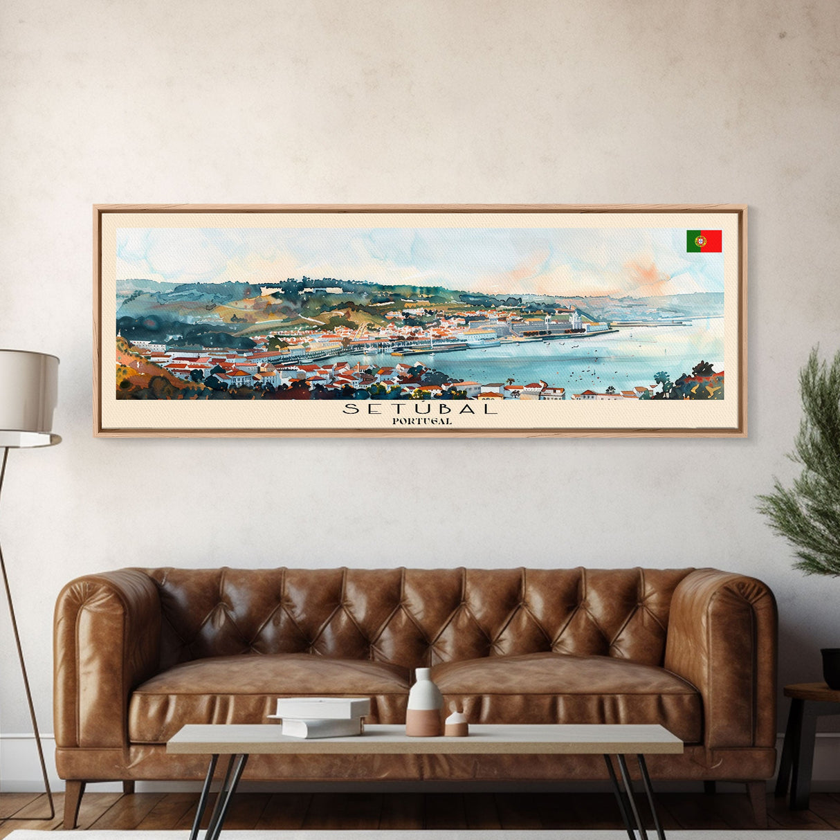 Setbal Portugal Travel Print Wall Art, Panoramic City Art, Travel Art, Wall Decor, Vacation Gift, Framed Canvas Print Or Metal Art