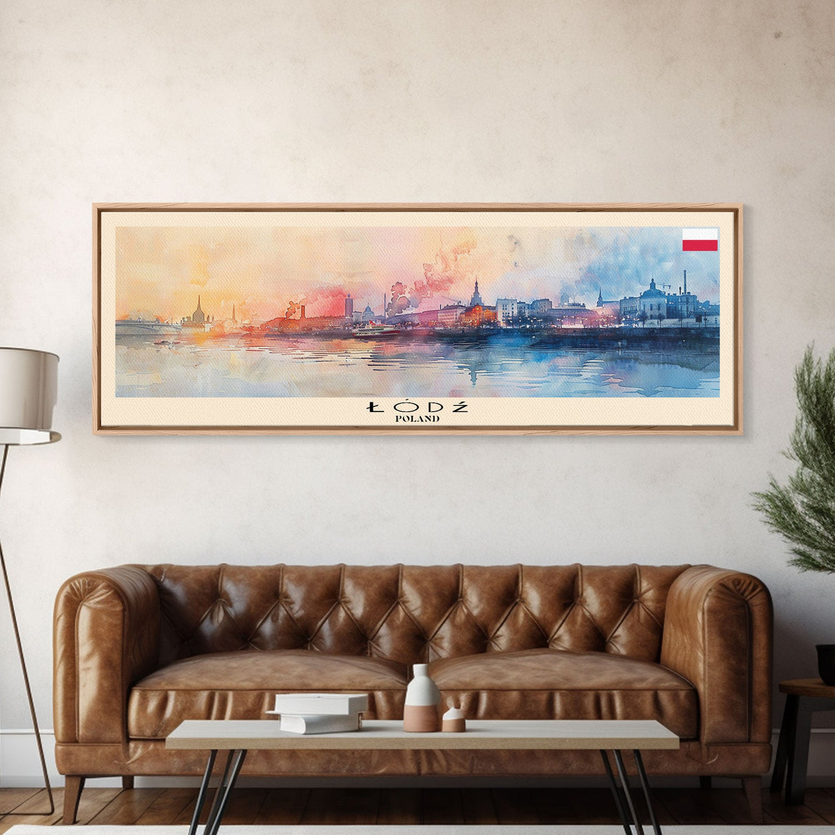 Lodz Poland Wall Art, Panoramic Travel Poster, Panoramic Framed Canvas Print, City Wall Art, Wall Hanging Home Decor, Travel Art