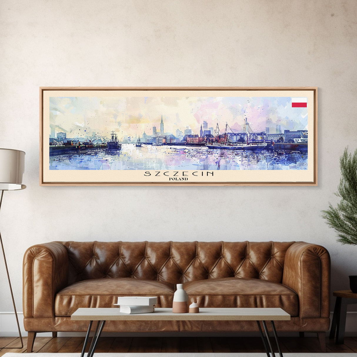 Szczecin Poland Travel Print Wall Art, Panoramic City Art, Travel Art, Wall Decor, Vacation Gift, Framed Canvas Print Or Metal Art