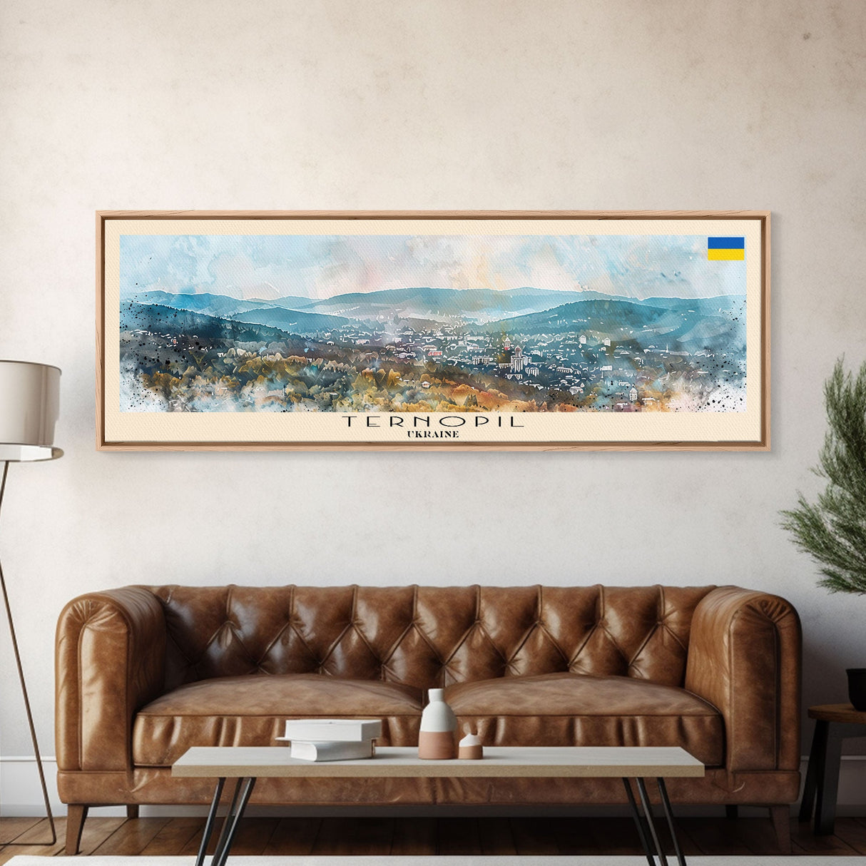 Ternopil Ukraine Panoramic Travel Poster, Framed Canvas Print or Metal Wall Art, Travel Art, Home Decor, Panoramic Painting, Midcentury Art