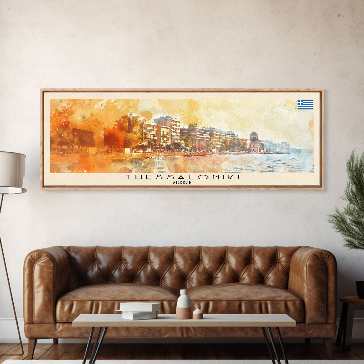 Thessaloniki Greece Travel Art, City Art, Framed Canvas Print or Metal Wall Art, Europe Travel Poster, Panoramic Wall Art, Extra Wide Wall Art