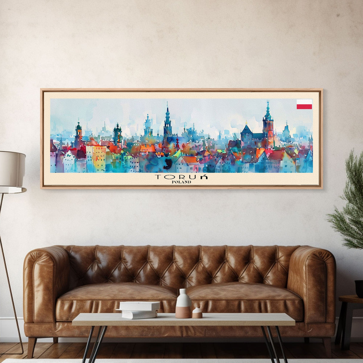 Torun Poland Travel Art, City Art, Framed Canvas Print or Metal Wall Art, Europe Travel Poster, Panoramic Wall Art, Extra Wide Wall Art