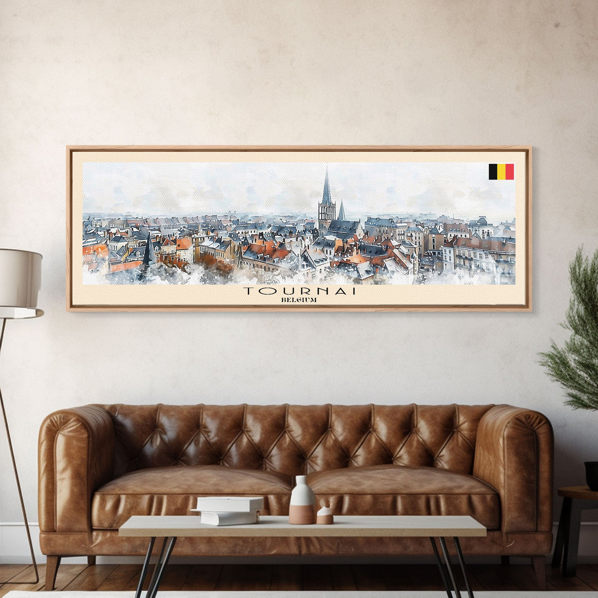 Tournai Belgium Travel Print Wall Art, Panoramic City Art, Travel Art, Wall Decor, Vacation Gift, Framed Canvas Print Or Metal Art