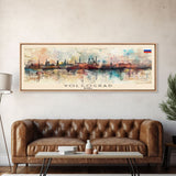 Volgograd Russia Panoramic Travel Poster, Framed Canvas Print or Metal Wall Art, Travel Art, Home Decor, Panoramic Painting, Midcentury Art