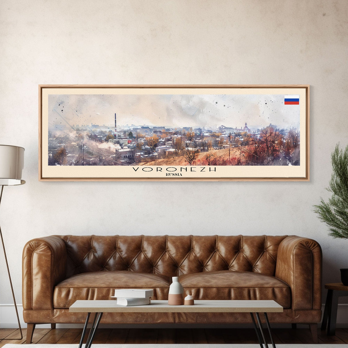 Voronezh Russia Panoramic Travel Poster, Framed Canvas Print or Metal Wall Art, Travel Art, Home Decor, Panoramic Painting, Midcentury Art