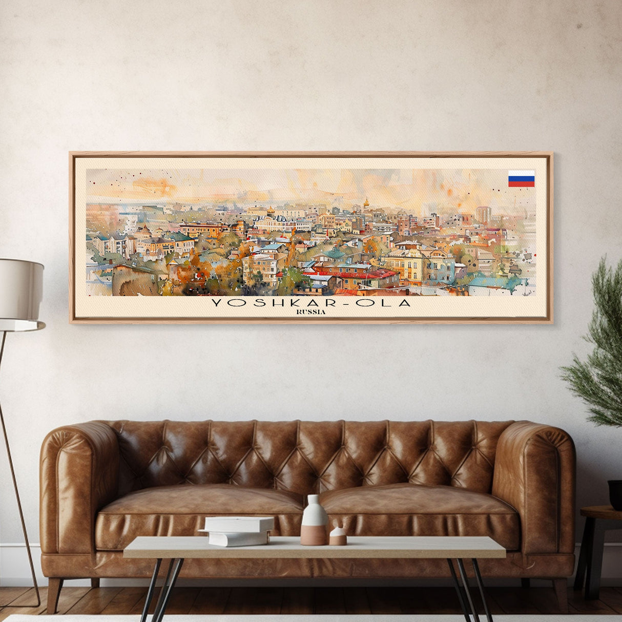 Yoshkar Ola Russia Panoramic Travel Poster, Framed Canvas Print or Metal Wall Art, Travel Art, Home Decor, Panoramic Painting, Midcentury Art