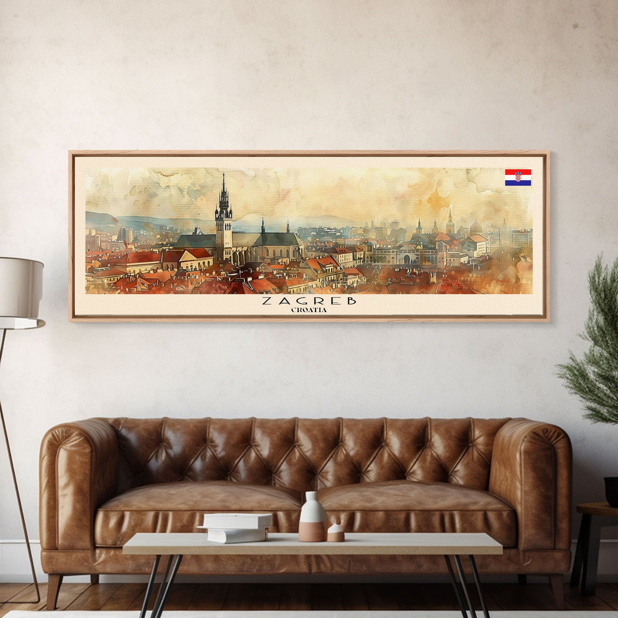 Zagreb Croatia Travel Art, City Art, Framed Canvas Print or Metal Wall Art, Europe Travel Poster, Panoramic Wall Art, Extra Wide Wall Art