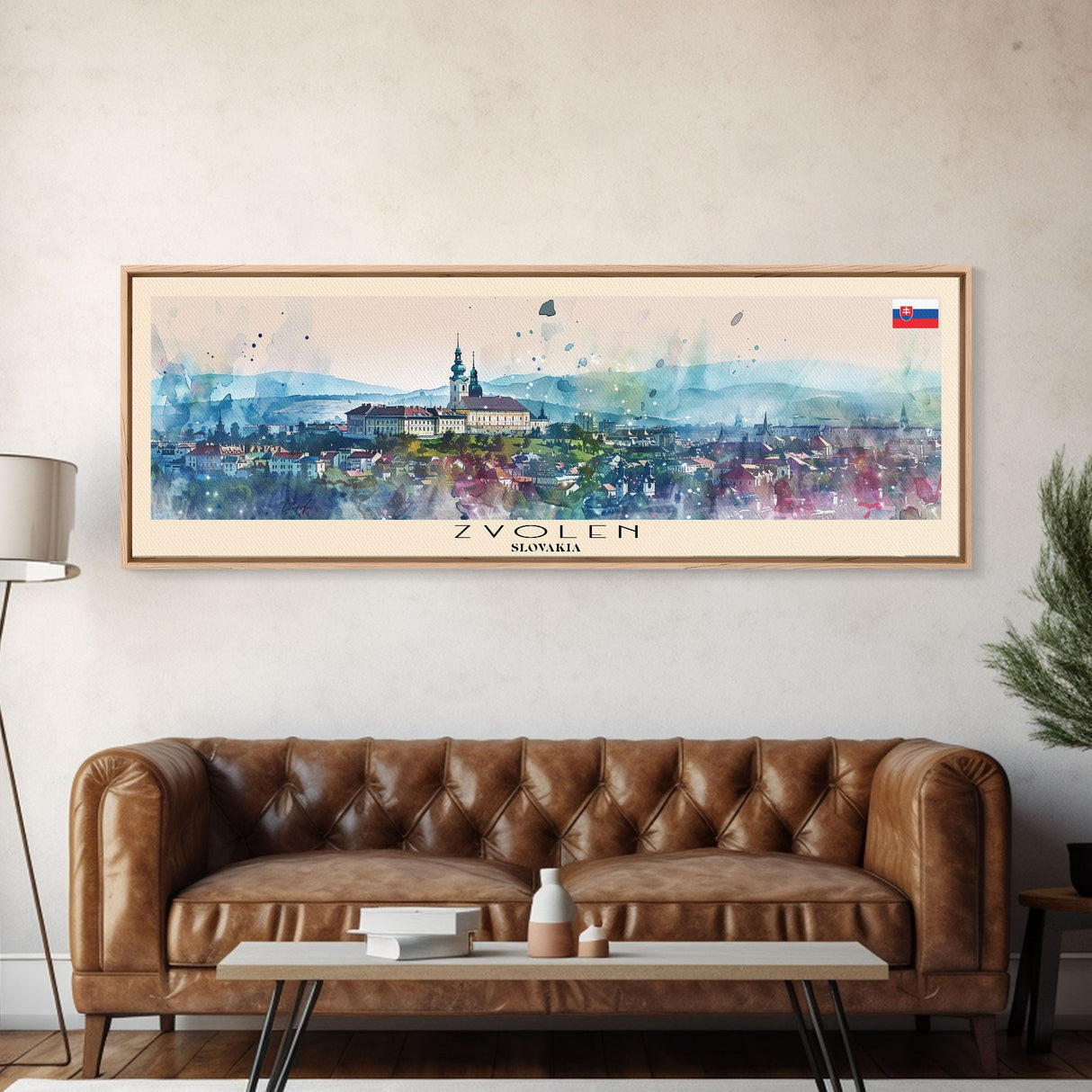 Zvolen Slovakia Panoramic Travel Poster, Framed Canvas Print or Metal Wall Art, Travel Art, Home Decor, Panoramic Painting, Midcentury Art