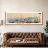 Simferopol Ukraine Panoramic Travel Poster, Framed Canvas Print or Metal Wall Art, Travel Art, Home Decor, Panoramic Painting, Midcentury Art