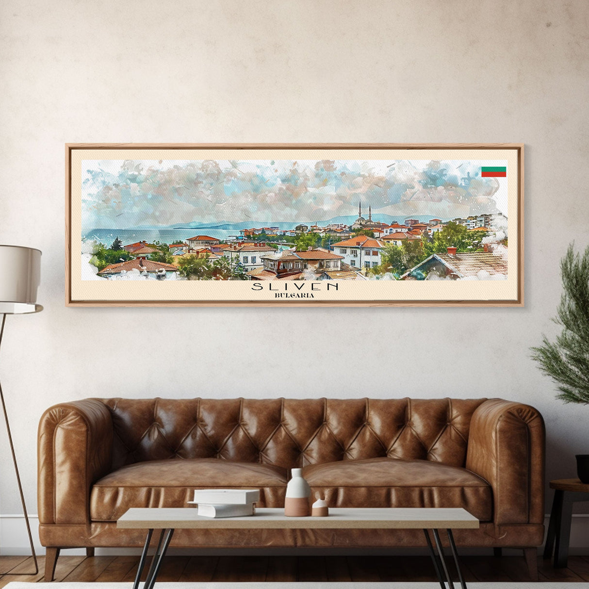 Sliven Bulgaria Wall Art, Panoramic Travel Poster, Panoramic Framed Canvas Print, City Wall Art, Wall Hanging Home Decor, Travel Art