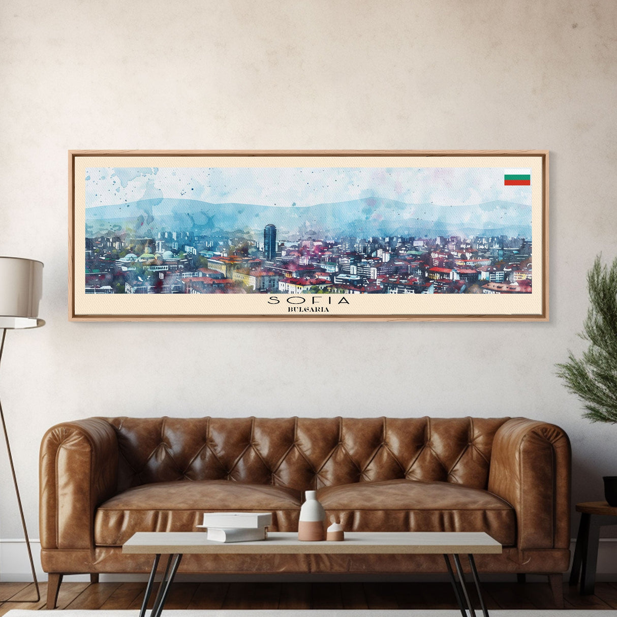 Sofia Bulgaria  Wall Art, Panoramic Travel Poster, Panoramic Framed Canvas Print, City Wall Art, Wall Hanging Home Decor, Travel Art