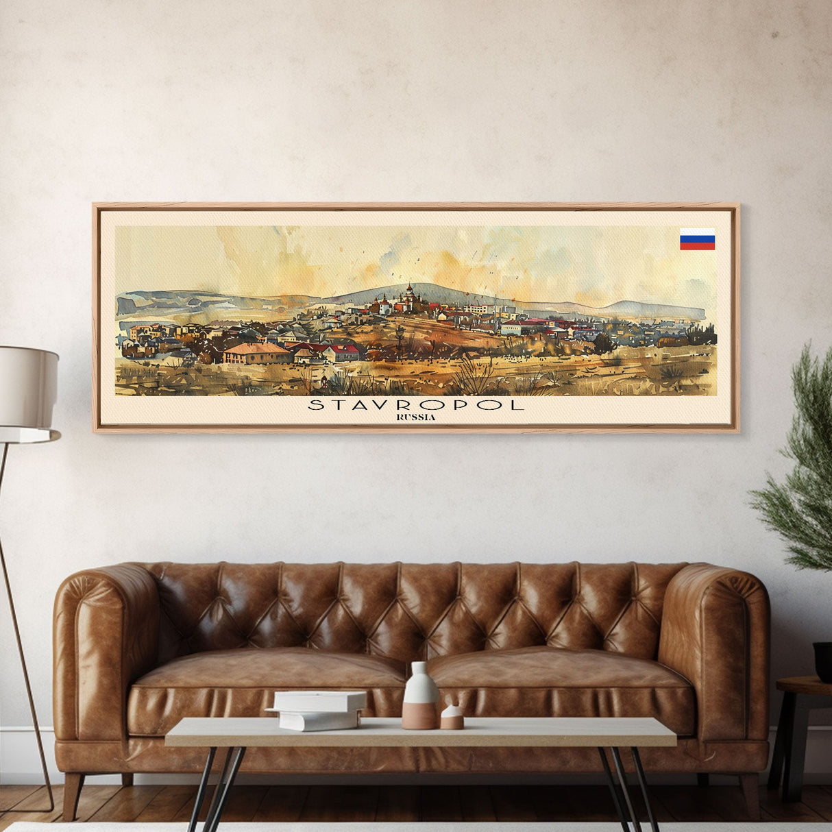 Stavropol Russia Panoramic Travel Poster, Framed Canvas Print or Metal Wall Art, Travel Art, Home Decor, Panoramic Painting, Midcentury Art