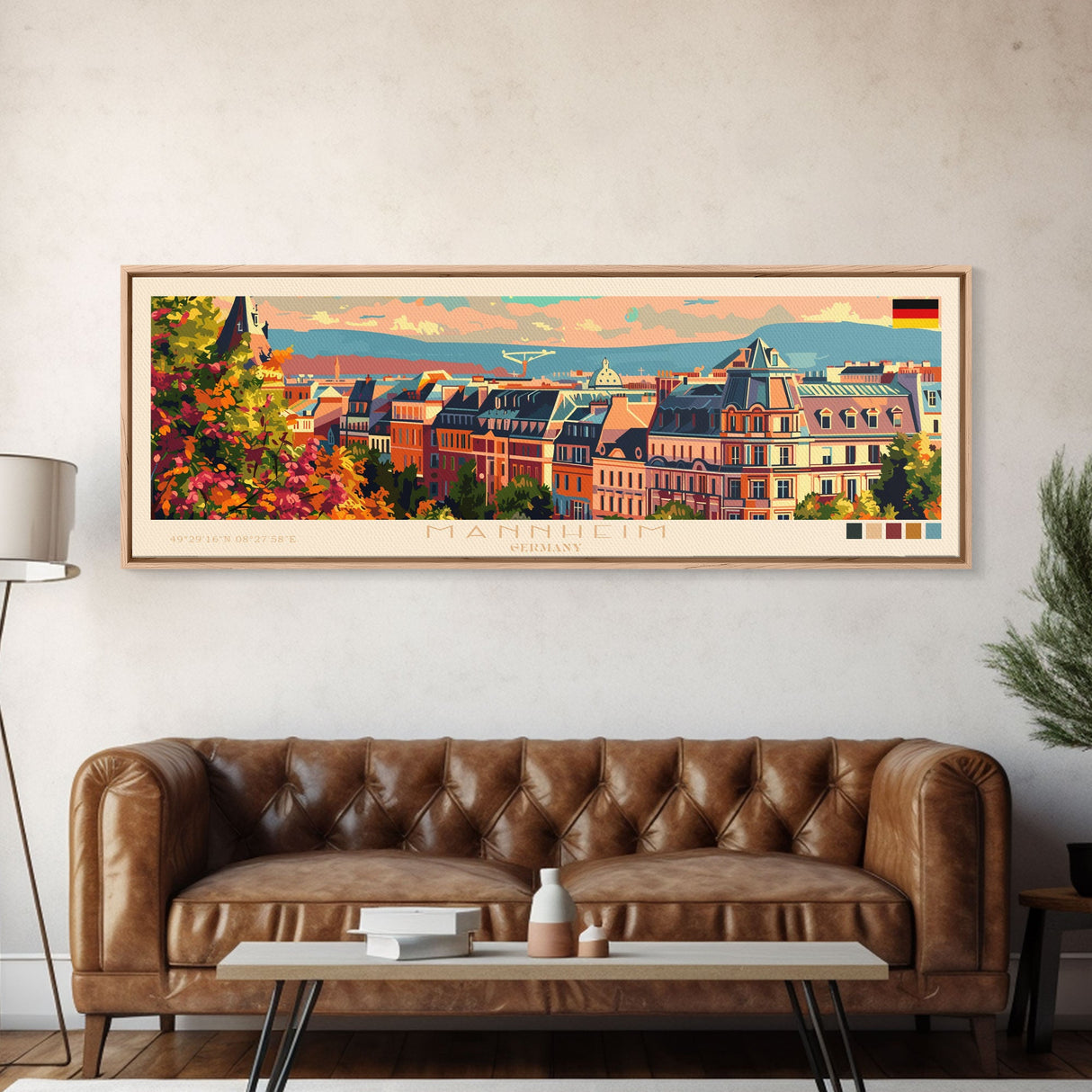 Mannheim Germany Travel Print Wall Art, Panoramic City Art, Travel Art, Wall Decor, Vacation Gift, Framed Canvas Print Or Metal Art