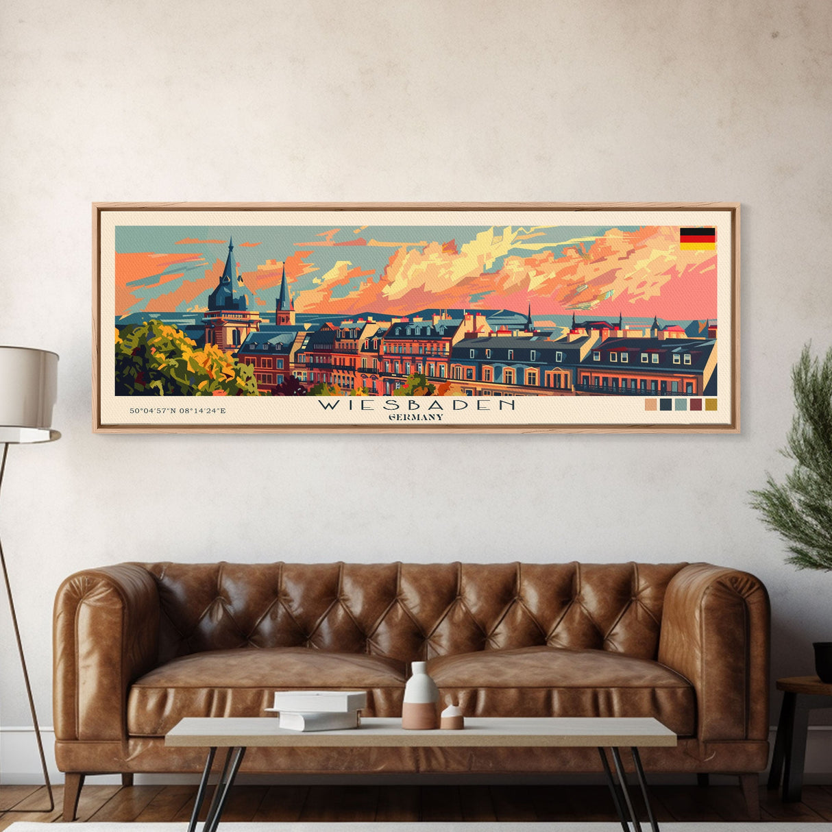 Wiesbaden Germany Travel Print Wall Art, Panoramic City Art, Travel Art, Wall Decor, Vacation Gift, Framed Canvas Print Or Metal Art