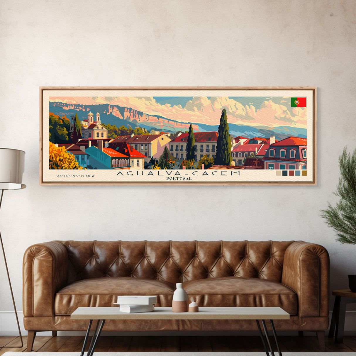 Agualva Portugal Wall Art, Panoramic Travel Poster, Panoramic Framed Canvas Print, City Wall Art, Wall Hanging Home Decor, Travel Art