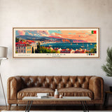 Almada  Portugal Travel Art, City Art, Framed Canvas Print or Metal Wall Art, Europe Travel Poster, Panoramic Wall Art, Extra Wide Wall Art