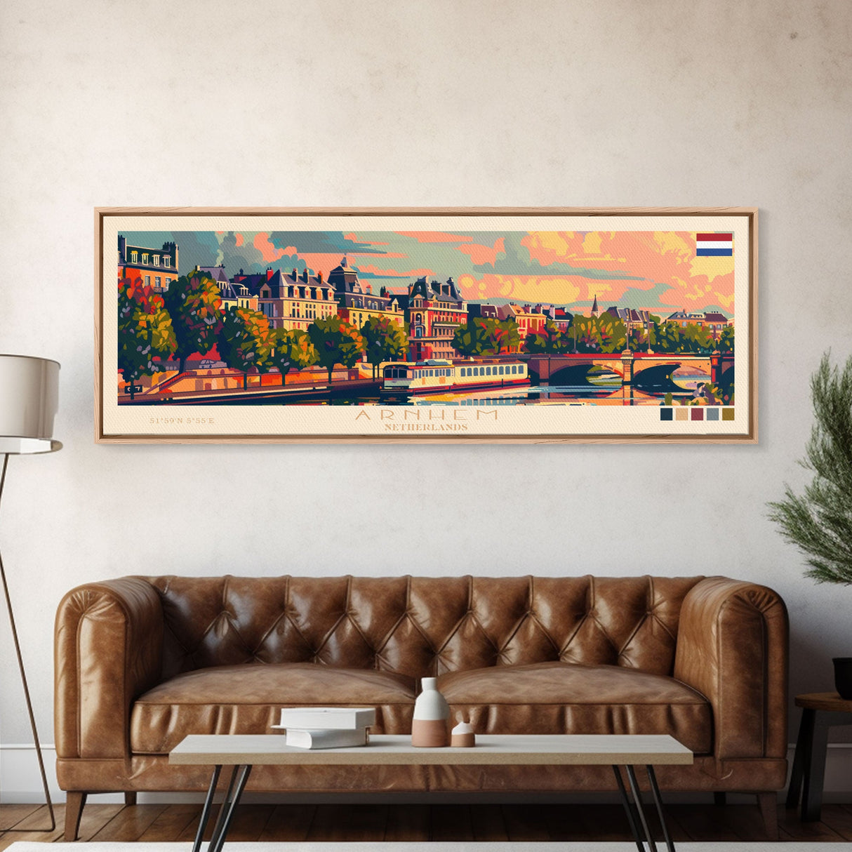 Arnhem Netherlands Wall Art, Panoramic Travel Poster, Panoramic Framed Canvas Print, City Wall Art, Wall Hanging Home Decor, Travel Art