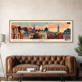 Augsburg Germany Panoramic Travel Poster, Framed Canvas Print or Metal Wall Art, Travel Art, Home Decor, Panoramic Painting, Midcentury Art