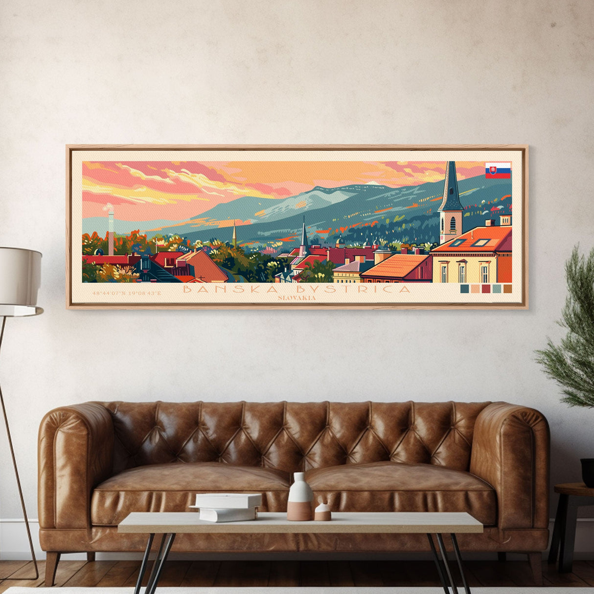 Banska Bystrica Wall Art, Panoramic Travel Poster, Panoramic Framed Canvas Print, City Wall Art, Wall Hanging Home Decor, Travel Art