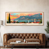 Bar Montenegro Panoramic Travel Poster, Framed Canvas Print or Metal Wall Art, Travel Art, Home Decor, Panoramic Painting, Midcentury Art