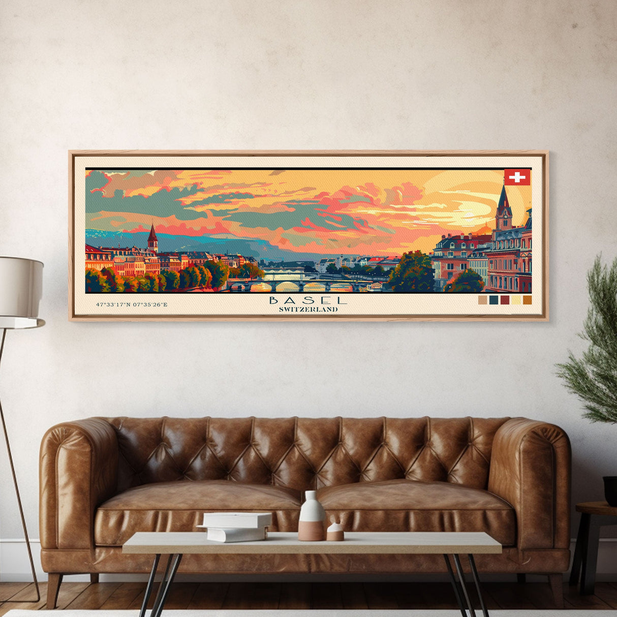 Basel SwitzerlandTravel Art, City Art, Framed Canvas Print or Metal Wall Art, Europe Travel Poster, Panoramic Wall Art, Extra Wide Wall Art